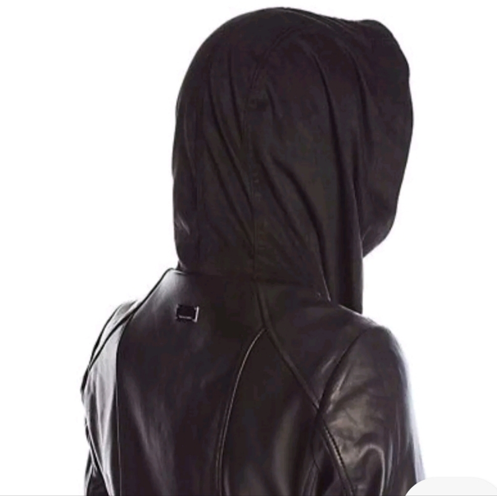 ♣️ Vince Camuto Black Leather Jacket with Shawl - New Zealand Lamb Leather - Picture 2 of 12